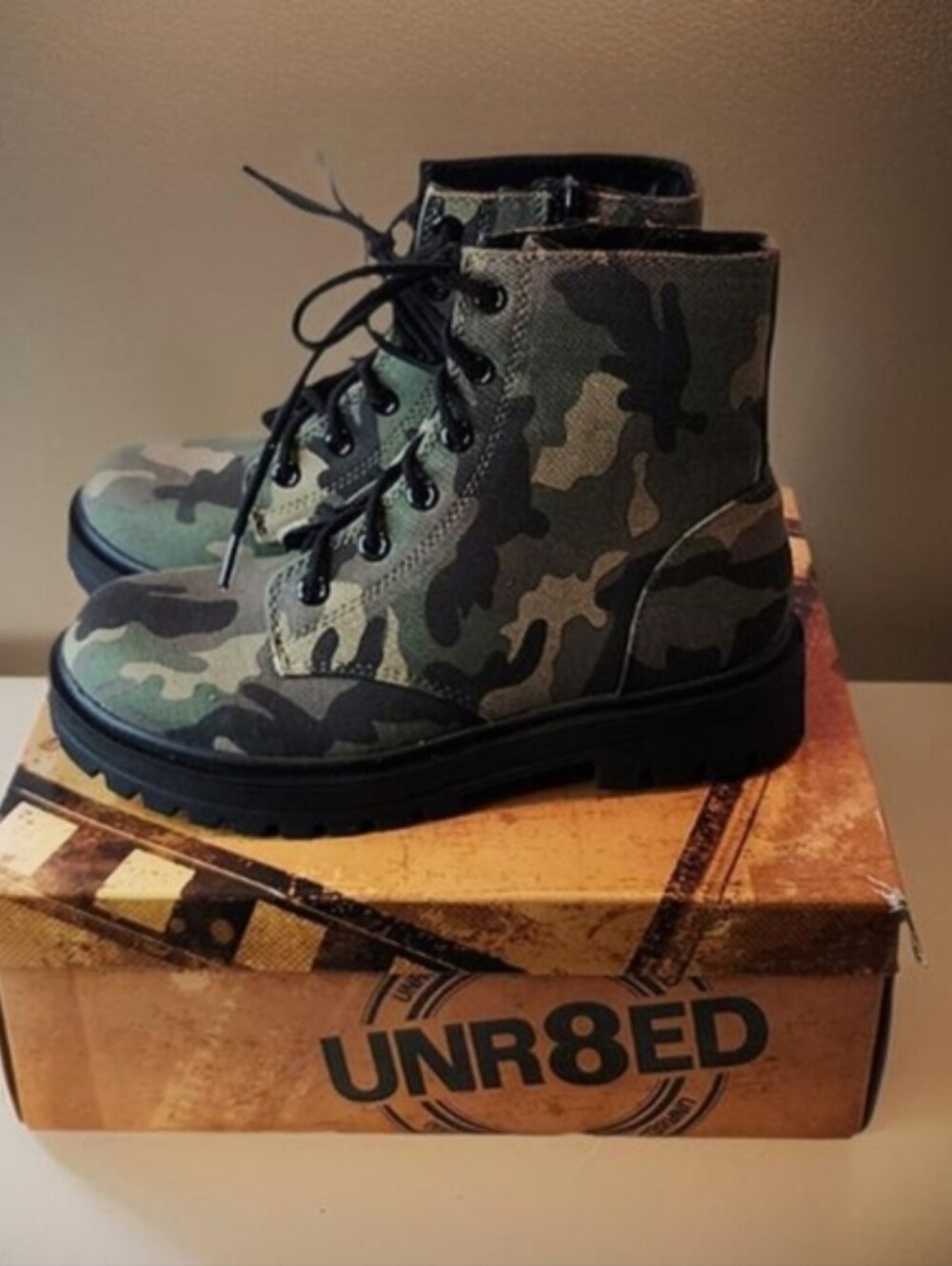 UNR8ED Camo Combat Boots